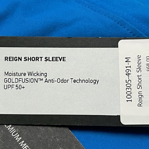 NWT Rhone Reign Shirt Size Medium Blue Short Sleeve Goldfusion UPF 50+ - Picture 6 of 11
